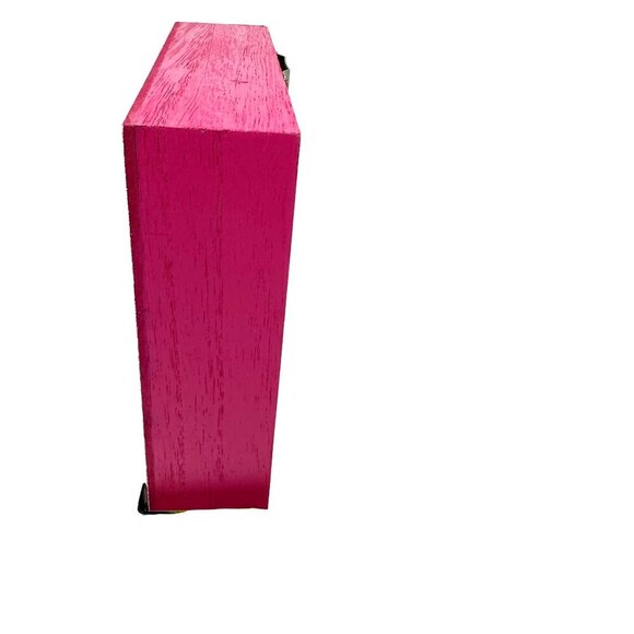 Hello Summer Flamingo Wooden Block Wall Art 6x6 Inches Tropical Decor Pink Green - Picture 4 of 9